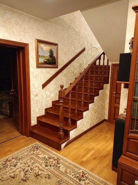 Лестница из бука, с поручнем, с 2х сторон